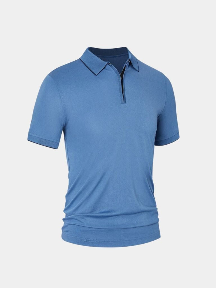 Apolinar | Polo azul con cremallera corta