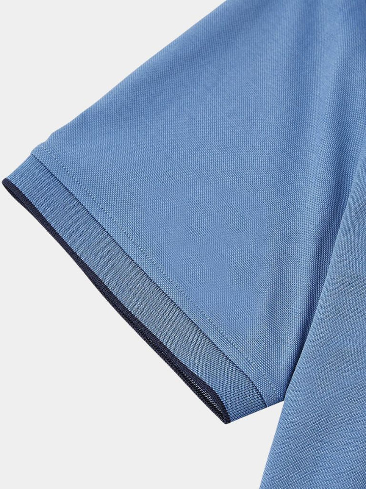 Apolinar | Polo azul con cremallera corta
