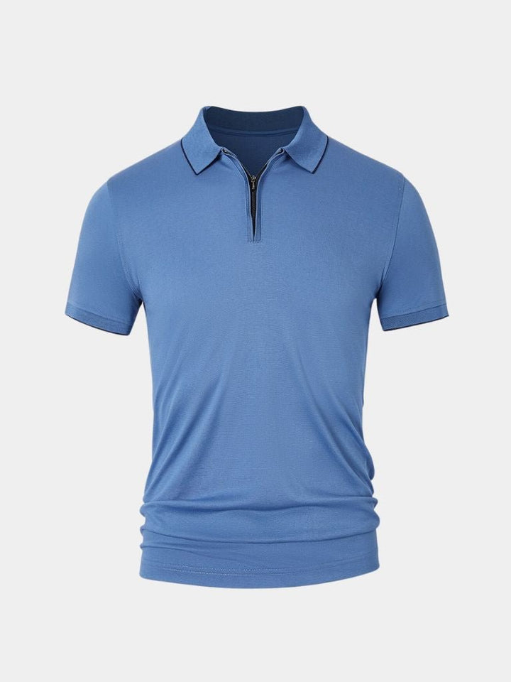 Apolinar | Polo azul con cremallera corta