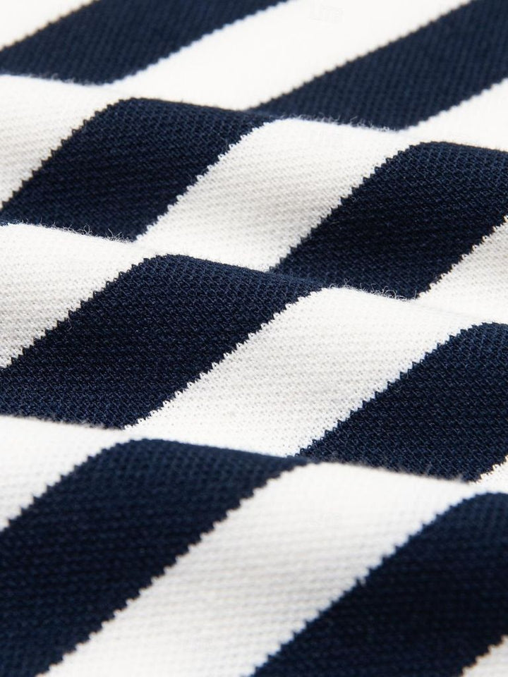 Aquiles | Polo azul oscuro de rayas
