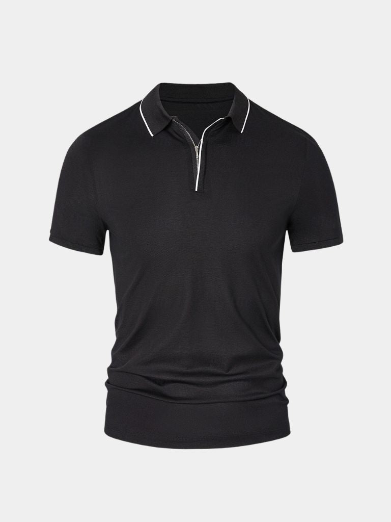 Aquilino | Polo negro con cuello de cremallera