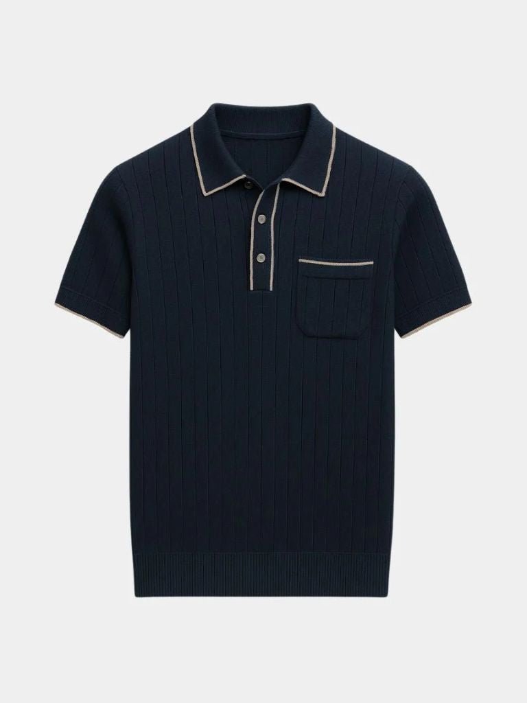 Argimiro | Polo de punto azul marino con bolsillo de pecho