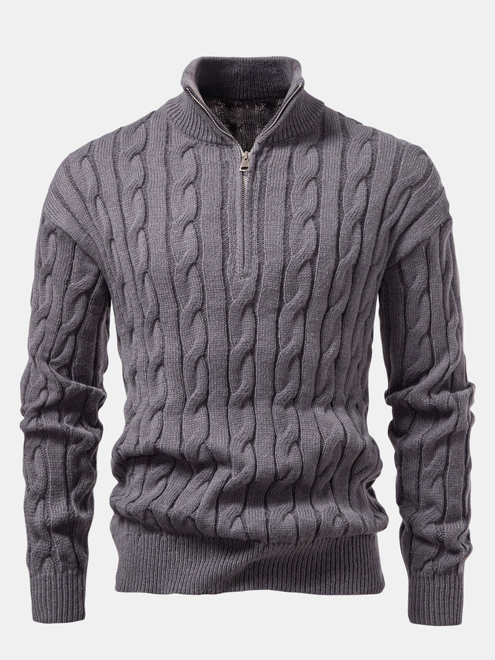 Armando | Jersey de ochos jacquard con cremallera corta