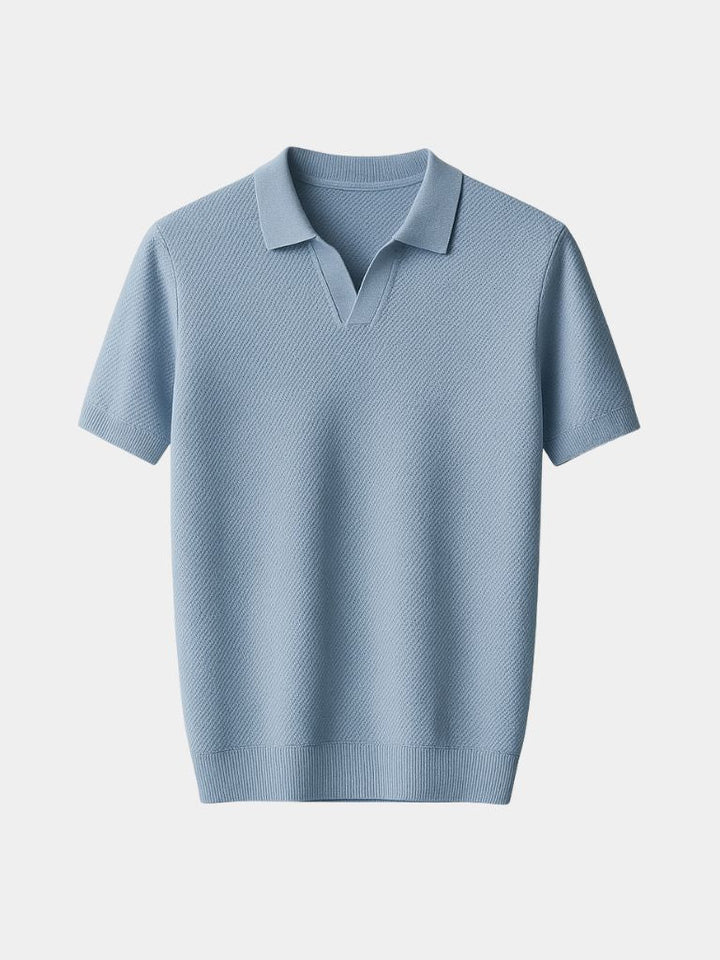 Armando | Polo azul marino con cuello abierto