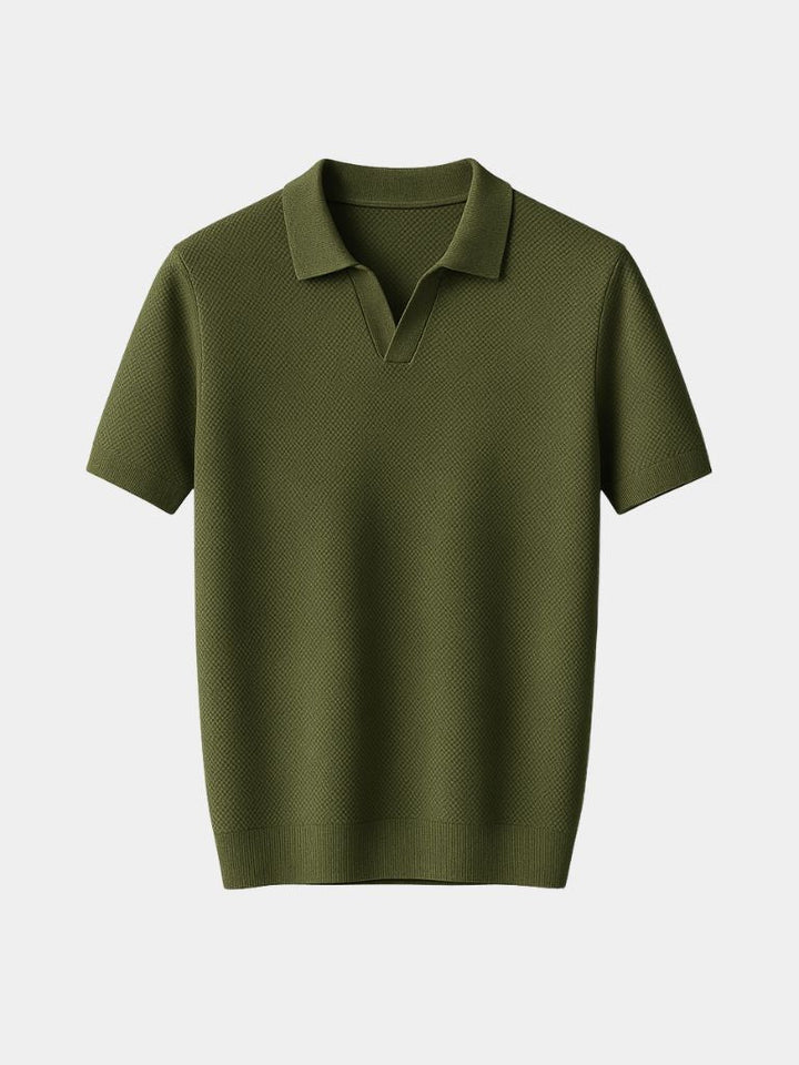 Armando | Polo azul marino con cuello abierto