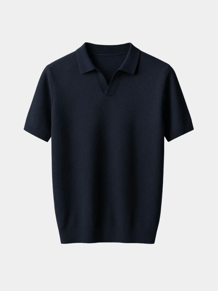 Armando | Polo azul marino con cuello abierto