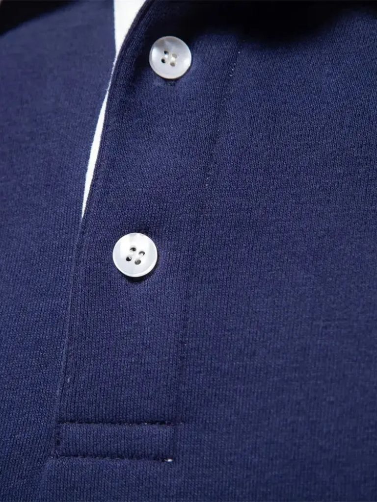 Arsenio | Polo azul marino de manga larga con puños de canalé