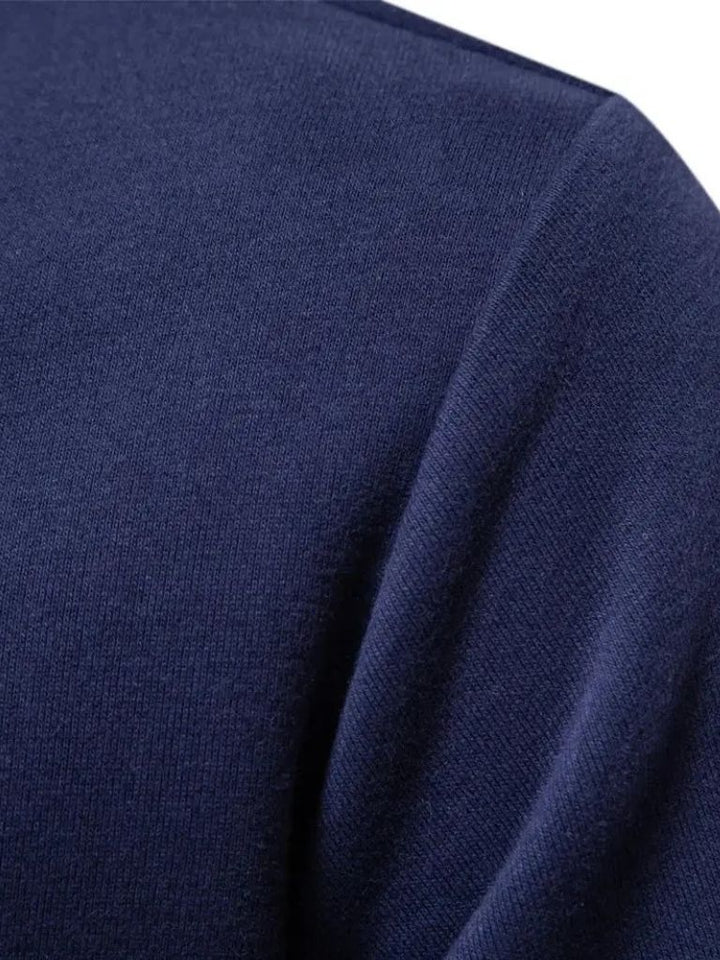 Arsenio | Polo azul marino de manga larga con puños de canalé