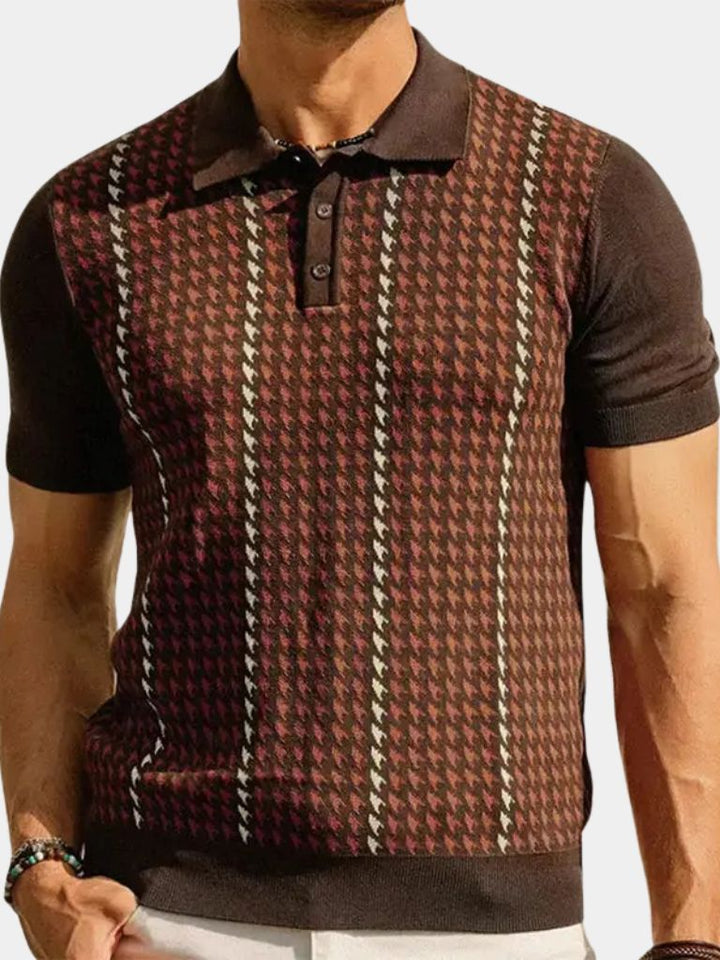 Ascensio | Polo de punto marrón estampado