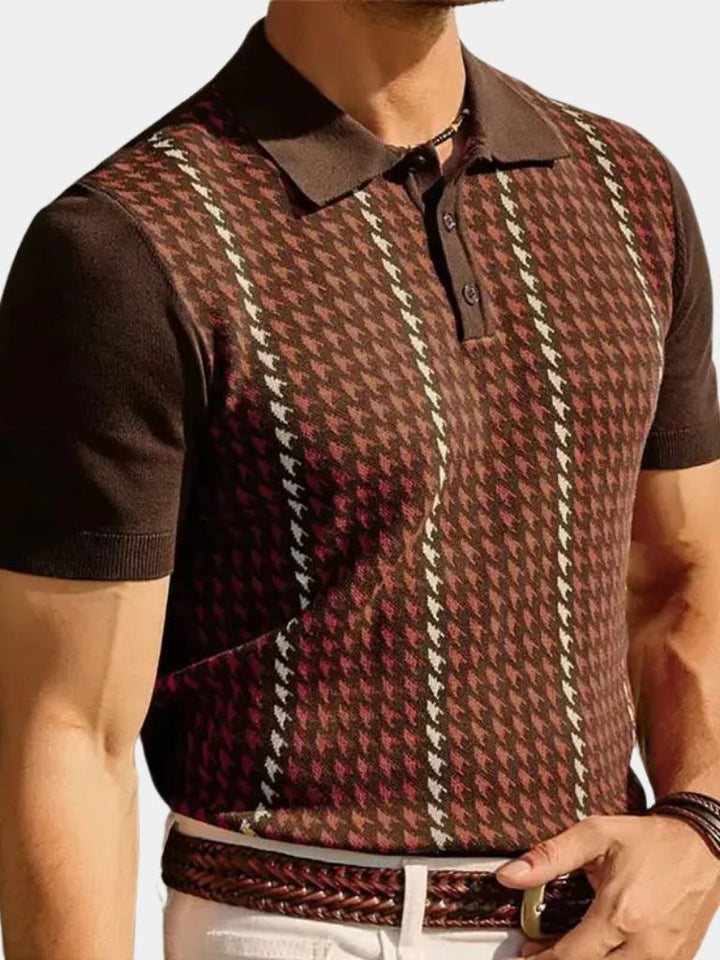 Ascensio | Polo de punto marrón estampado
