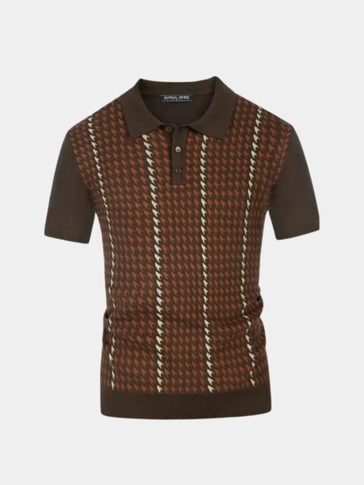 Ascensio | Polo de punto marrón estampado