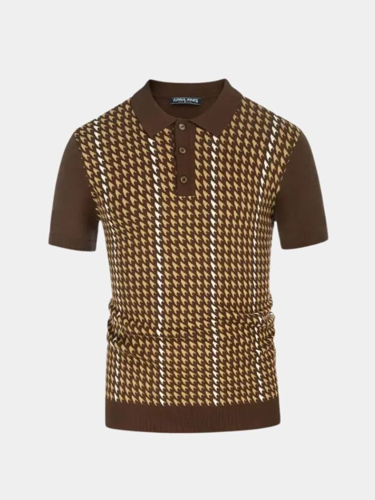 Ascensio | Polo de punto marrón estampado