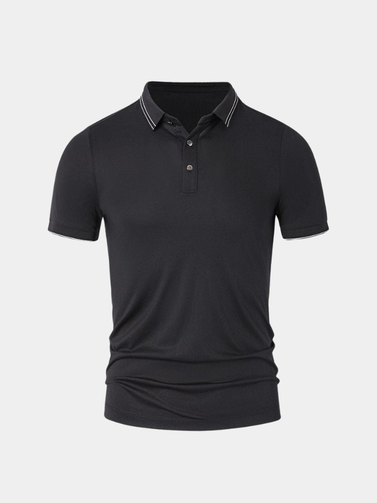 Atanasio | Polo negro con ribete en contraste