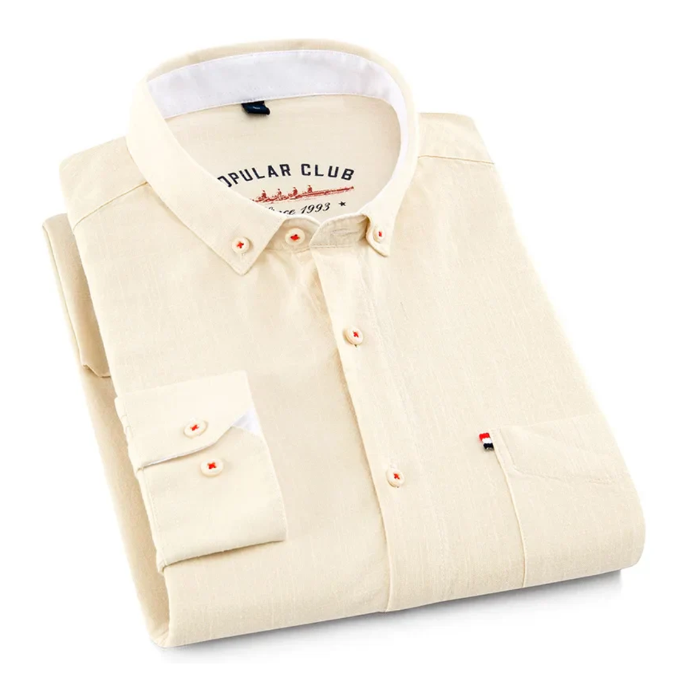Aurelio | Camisa casual color crudo con cuello button-down