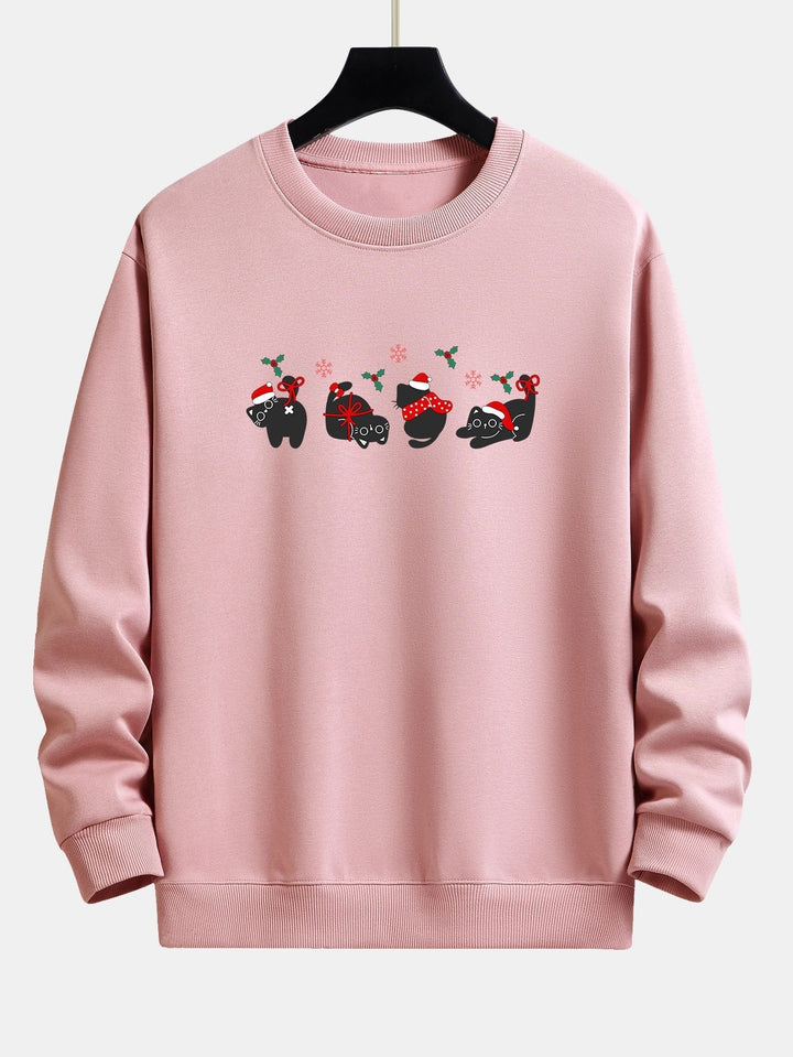 Aurelio | Sudadera navideña con estampado de gatos negros