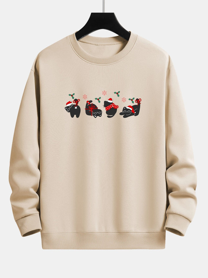 Aurelio | Sudadera navideña con estampado de gatos negros