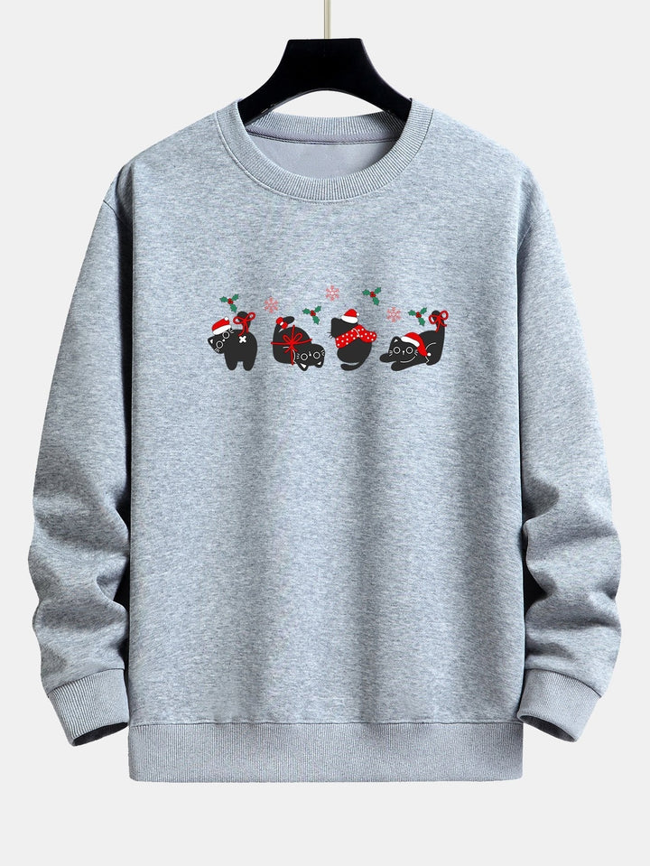 Aurelio | Sudadera navideña con estampado de gatos negros