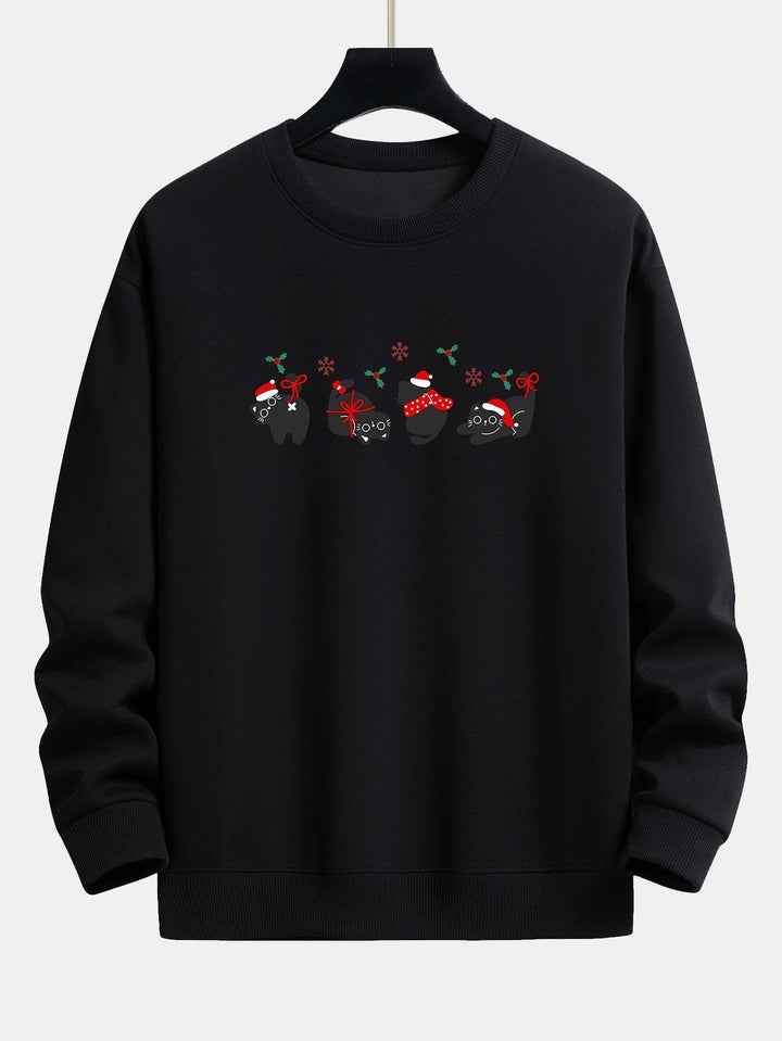 Aurelio | Sudadera navideña con estampado de gatos negros