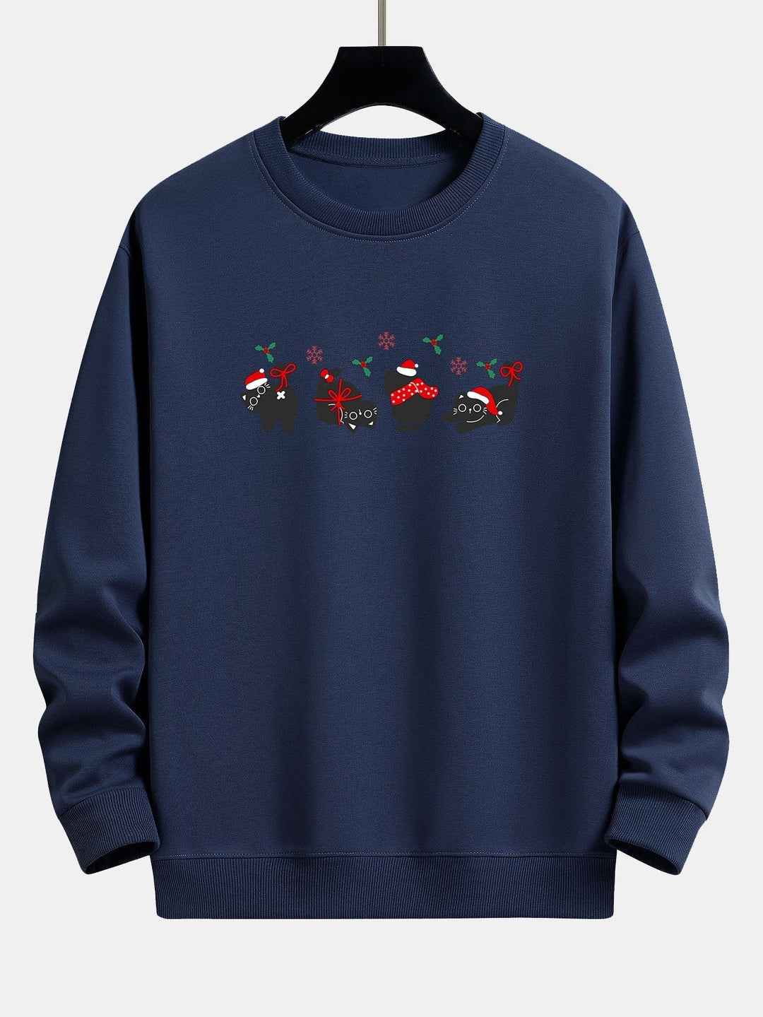 Aurelio | Sudadera navideña con estampado de gatos negros