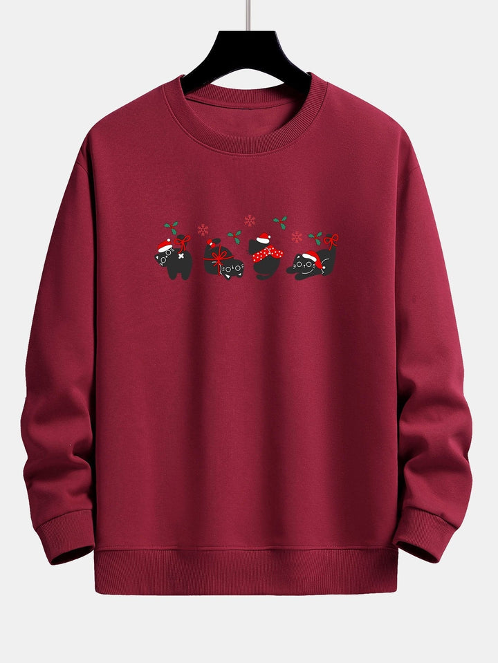 Aurelio | Sudadera navideña con estampado de gatos negros