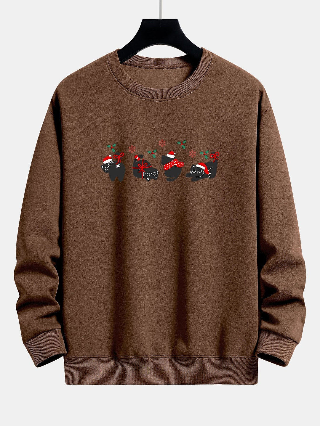 Aurelio | Sudadera navideña con estampado de gatos negros