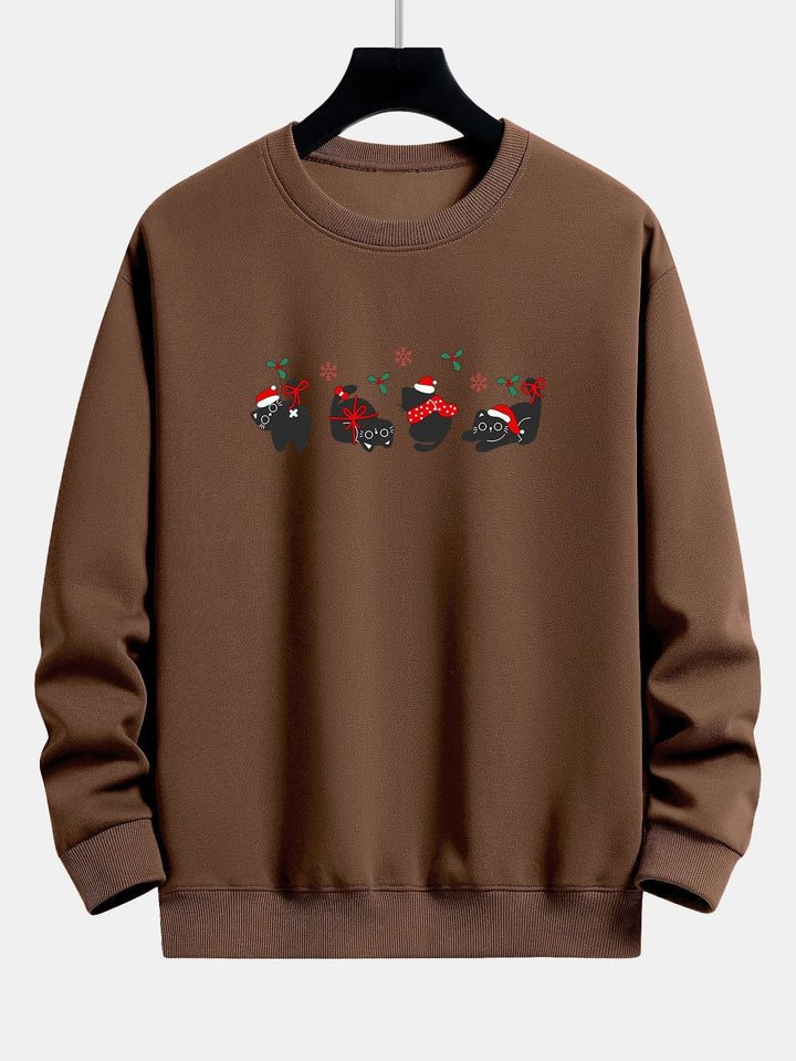 Aurelio | Sudadera navideña con estampado de gatos negros