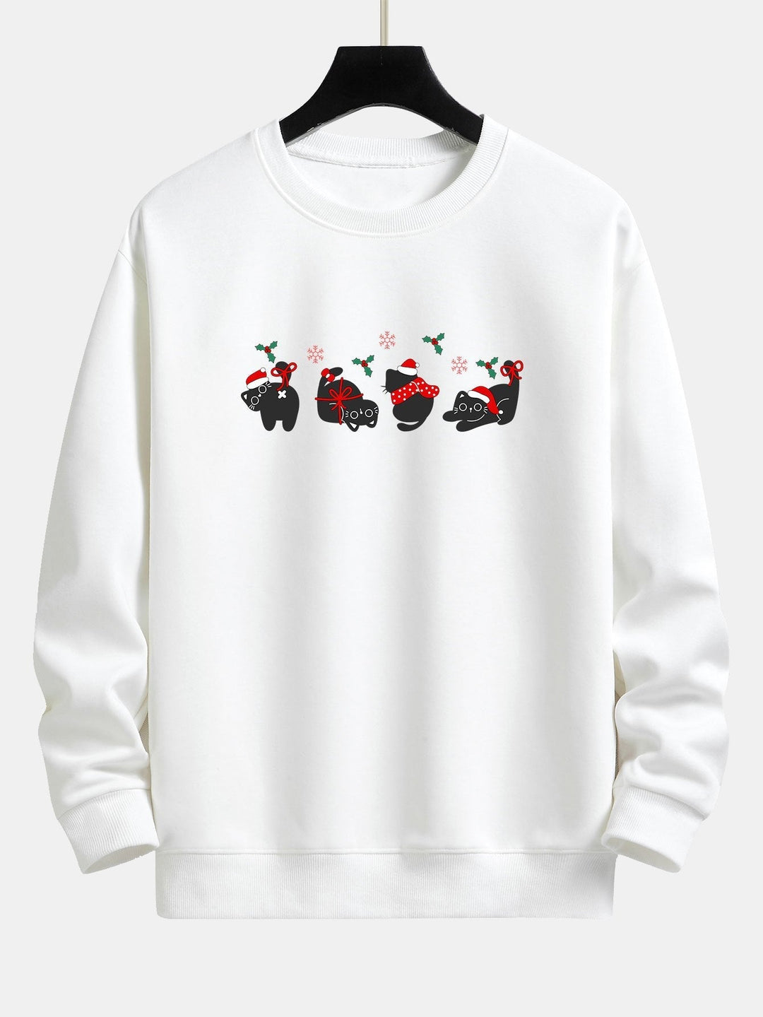 Aurelio | Sudadera navideña con estampado de gatos negros