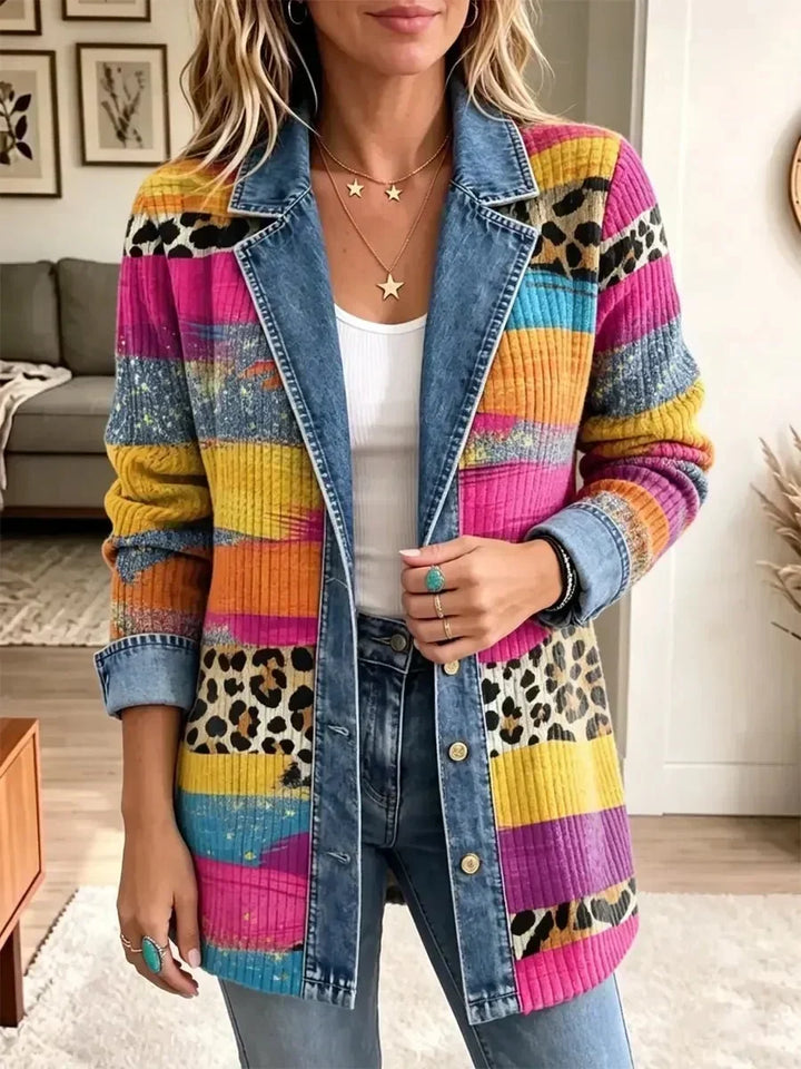 Aurora | Chaqueta vaquera con estampado de leopardo retro