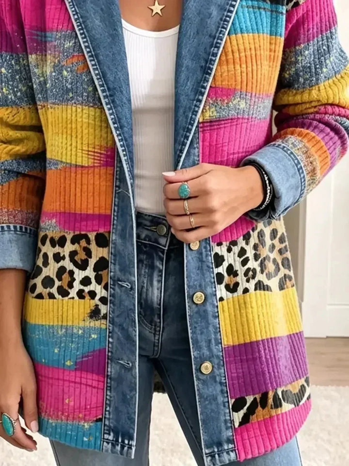 Aurora | Chaqueta vaquera con estampado de leopardo retro