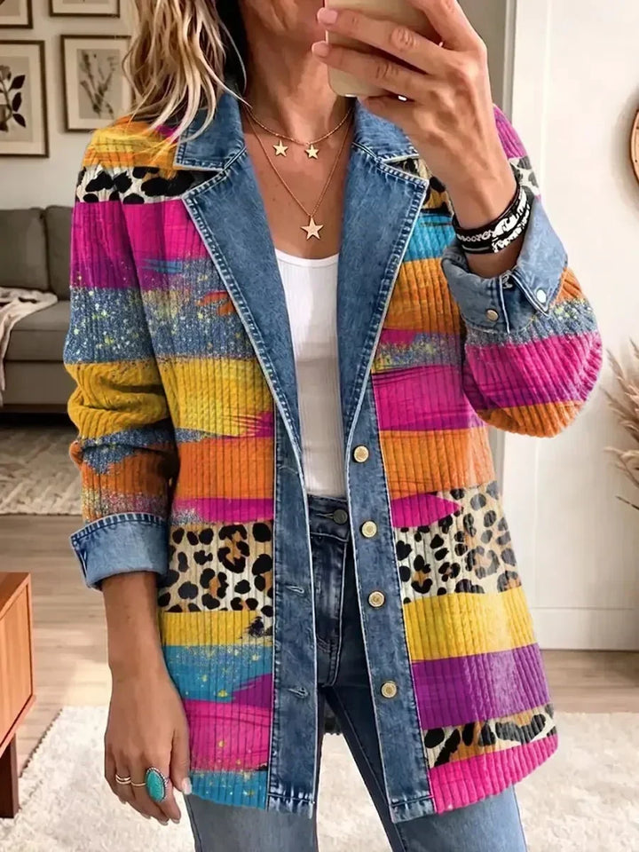 Aurora | Chaqueta vaquera con estampado de leopardo retro