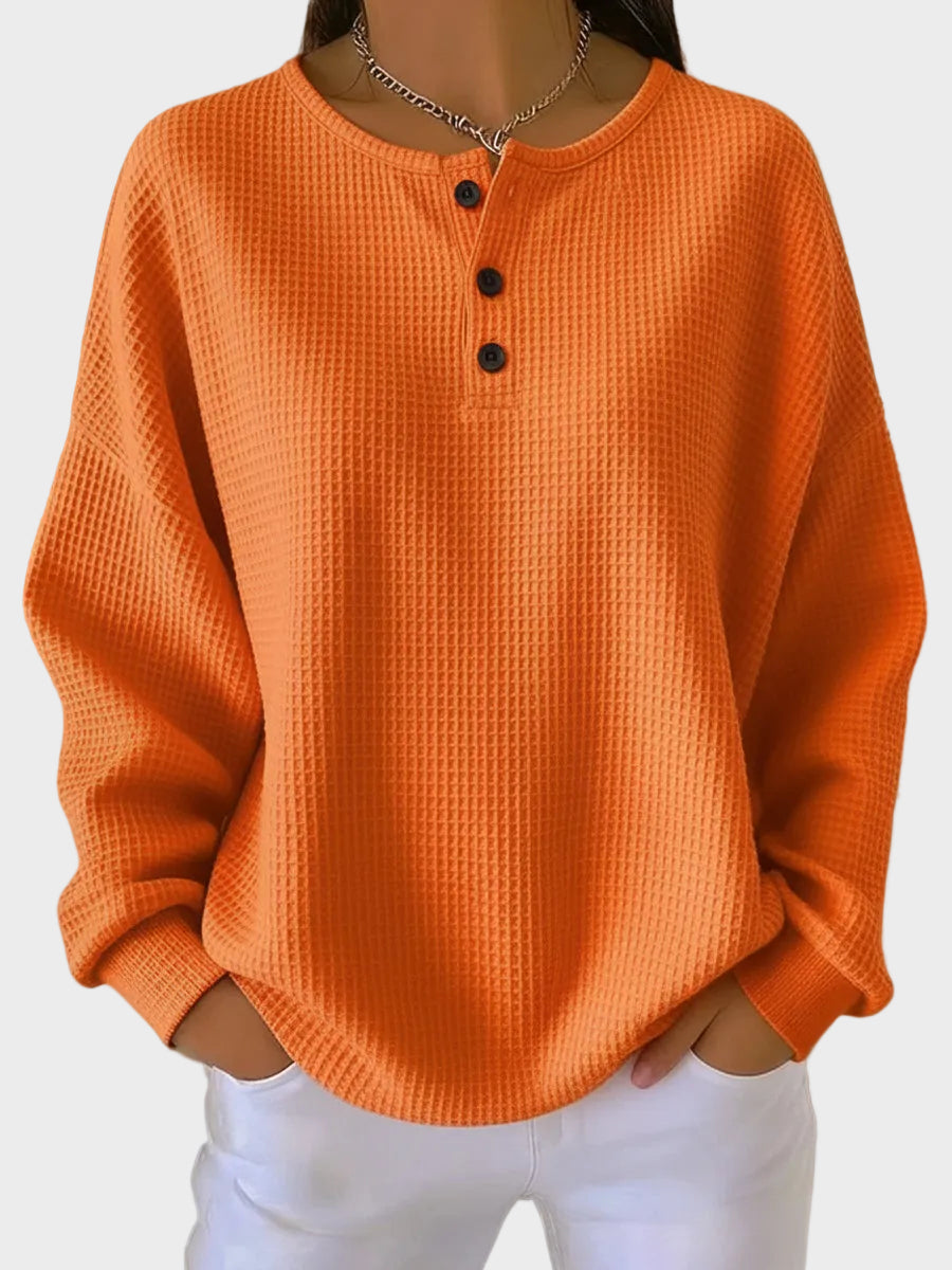 Olivia Paz | Jersey gofrado con botonadura tipo henley