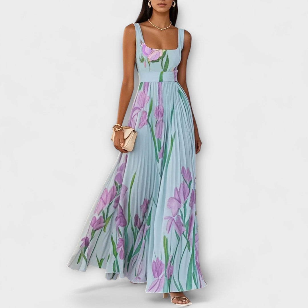 Araceli | Vestido maxi de gasa con estampado floral