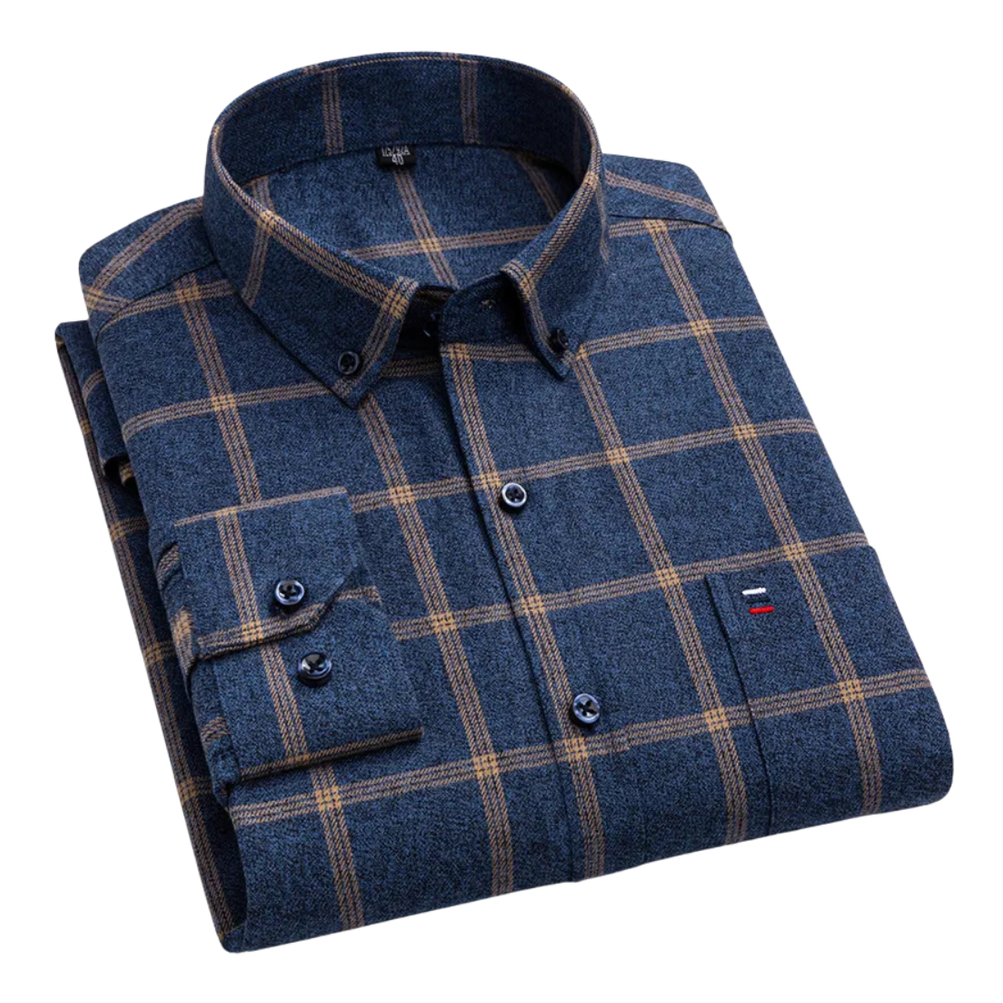 Baltasar | Camisa de cuadros en azul marino y rojo