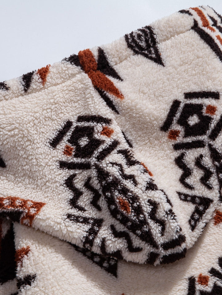 Baltasar | Sudadera con capucha de borreguito con estampado azteca