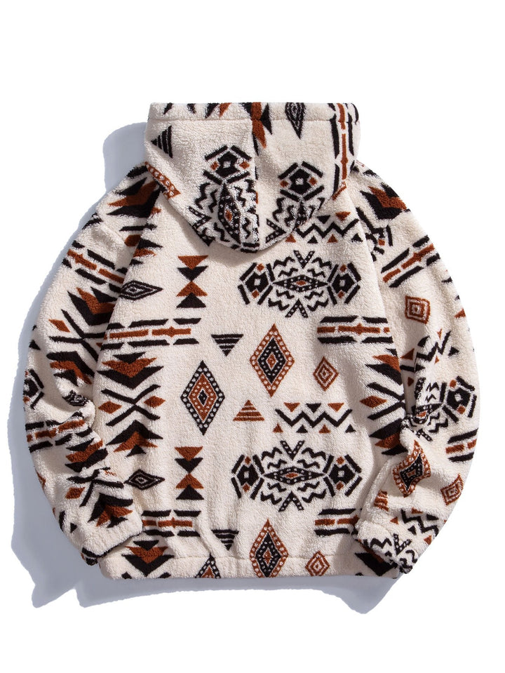 Baltasar | Sudadera con capucha de borreguito con estampado azteca