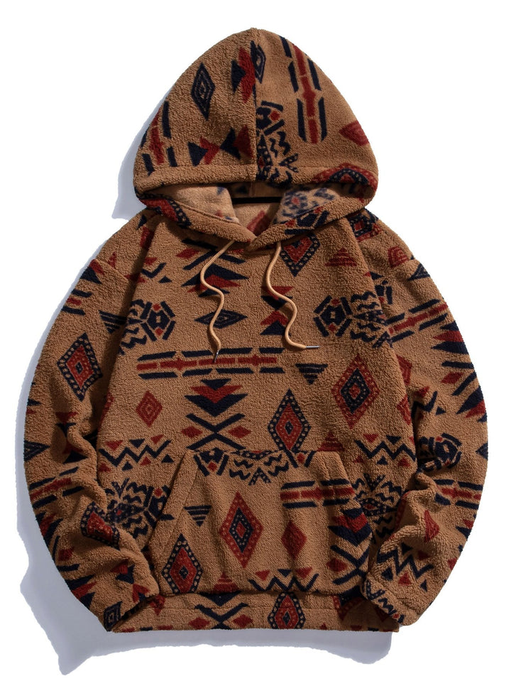 Baltasar | Sudadera con capucha de borreguito con estampado azteca