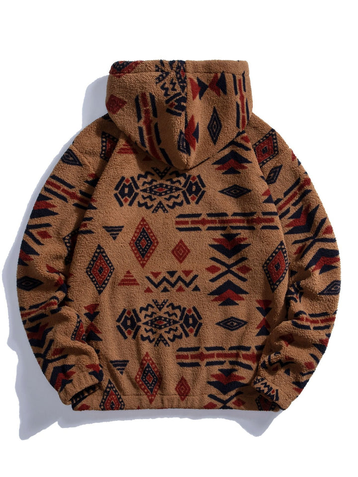 Baltasar | Sudadera con capucha de borreguito con estampado azteca