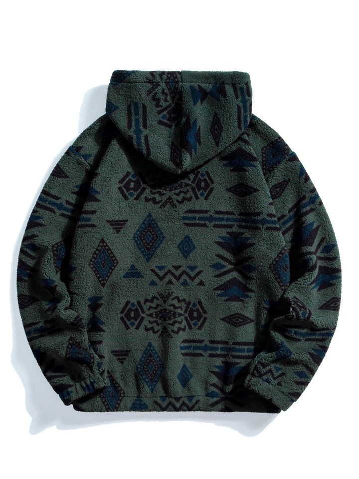 Baltasar | Sudadera con capucha de borreguito con estampado azteca