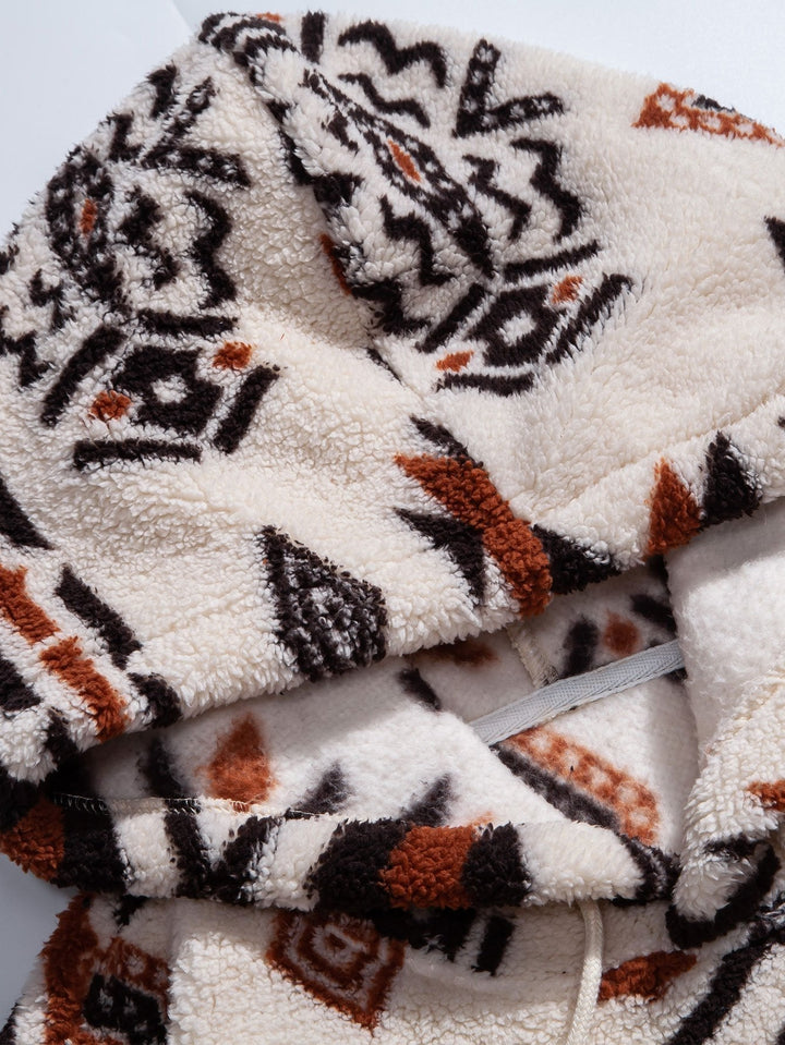 Baltasar | Sudadera con capucha de borreguito con estampado azteca