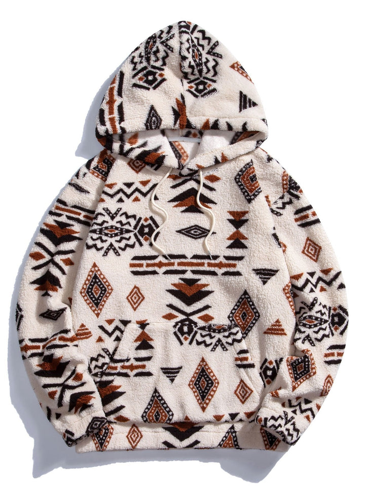 Baltasar | Sudadera con capucha de borreguito con estampado azteca