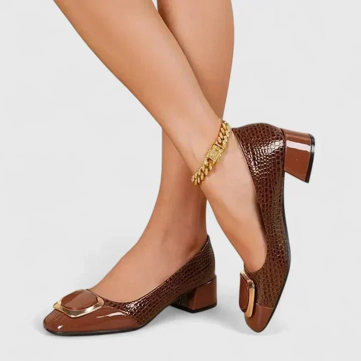 Bárbara | Mocasines negros efecto coco con tacón ancho