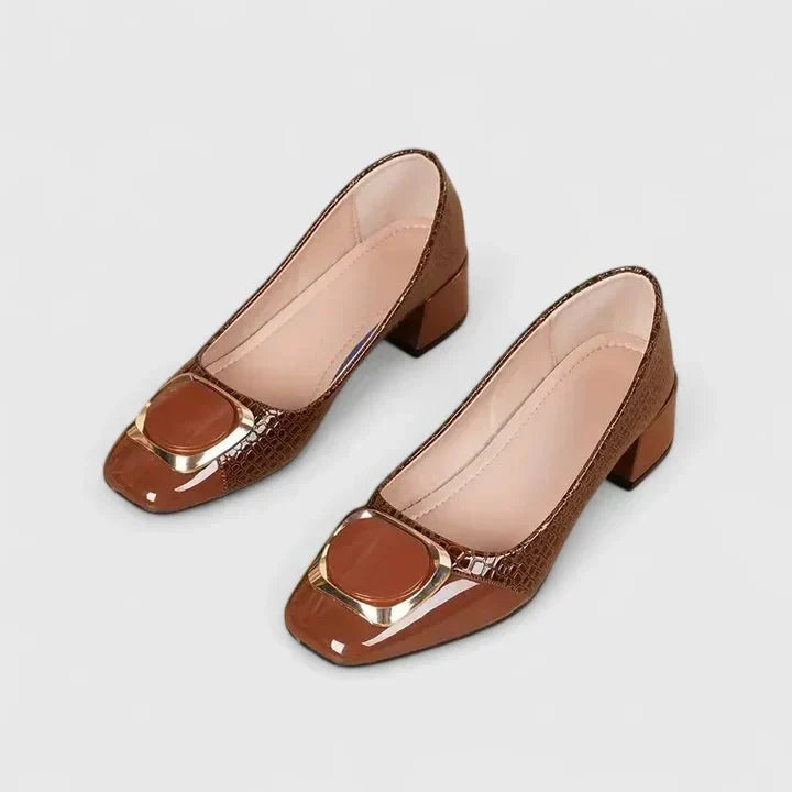 Bárbara | Mocasines negros efecto coco con tacón ancho