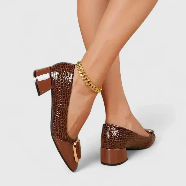 Bárbara | Mocasines negros efecto coco con tacón ancho