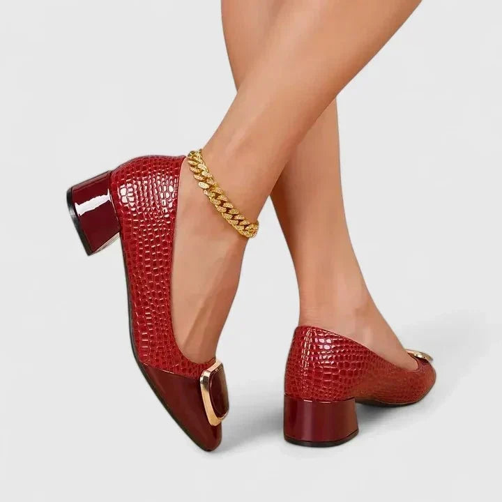 Bárbara | Mocasines negros efecto coco con tacón ancho