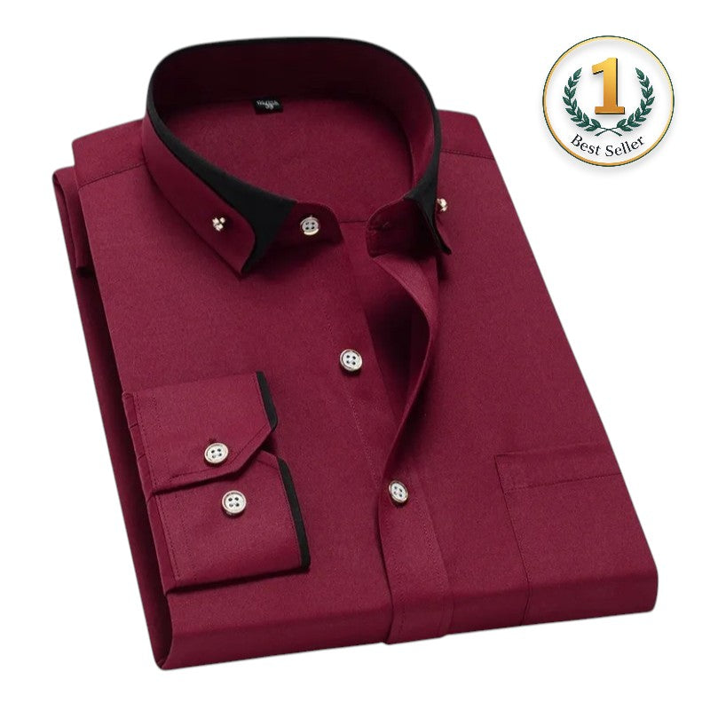 Bartolomé | Camisa burdeos con cuello en contraste