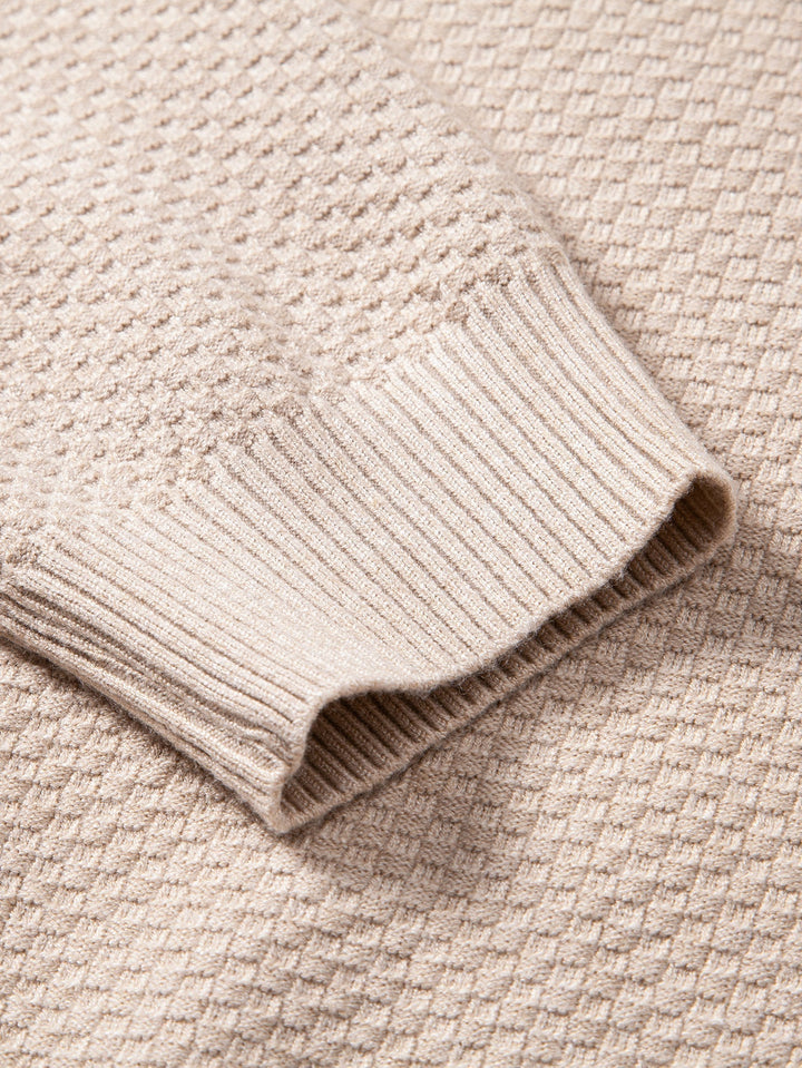 Bartolomé | Jersey de cuello vuelto con textura de tablero de ajedrez