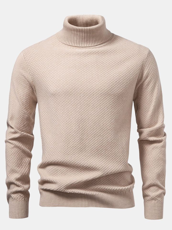 Bartolomé | Jersey de cuello vuelto con textura de tablero de ajedrez