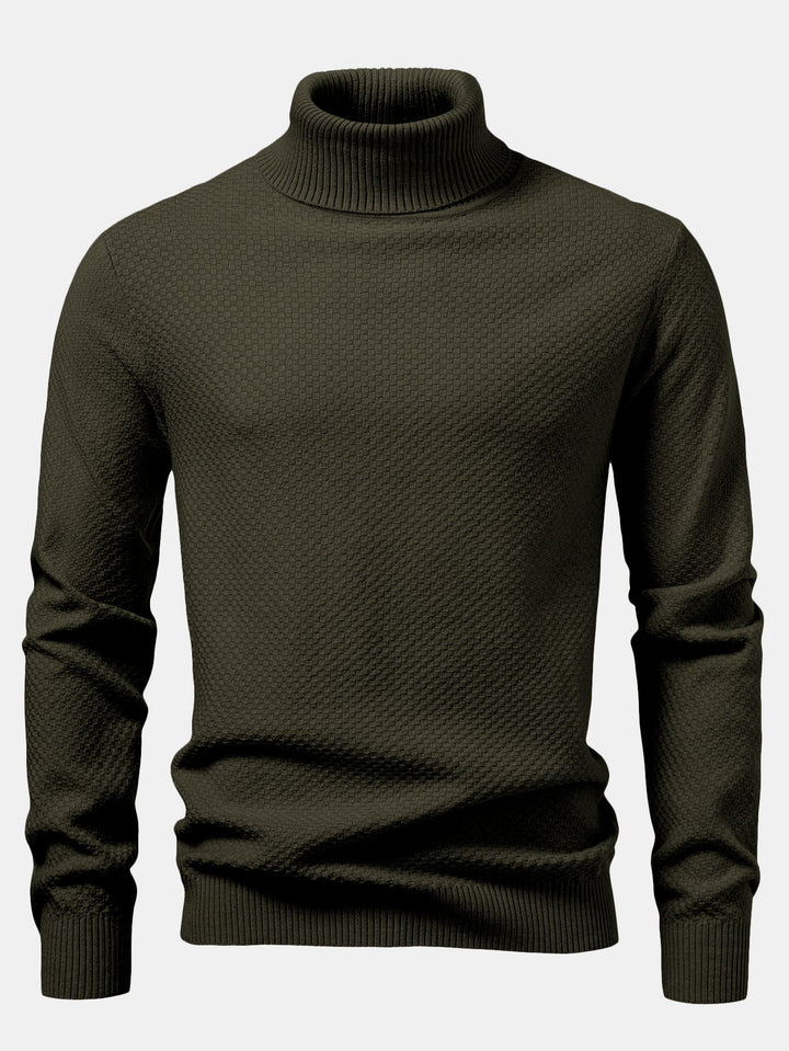 Bartolomé | Jersey de cuello vuelto con textura de tablero de ajedrez