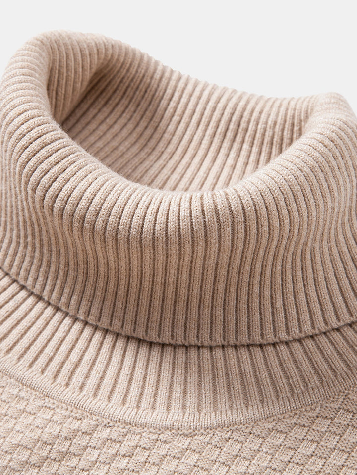 Bartolomé | Jersey de cuello vuelto con textura de tablero de ajedrez