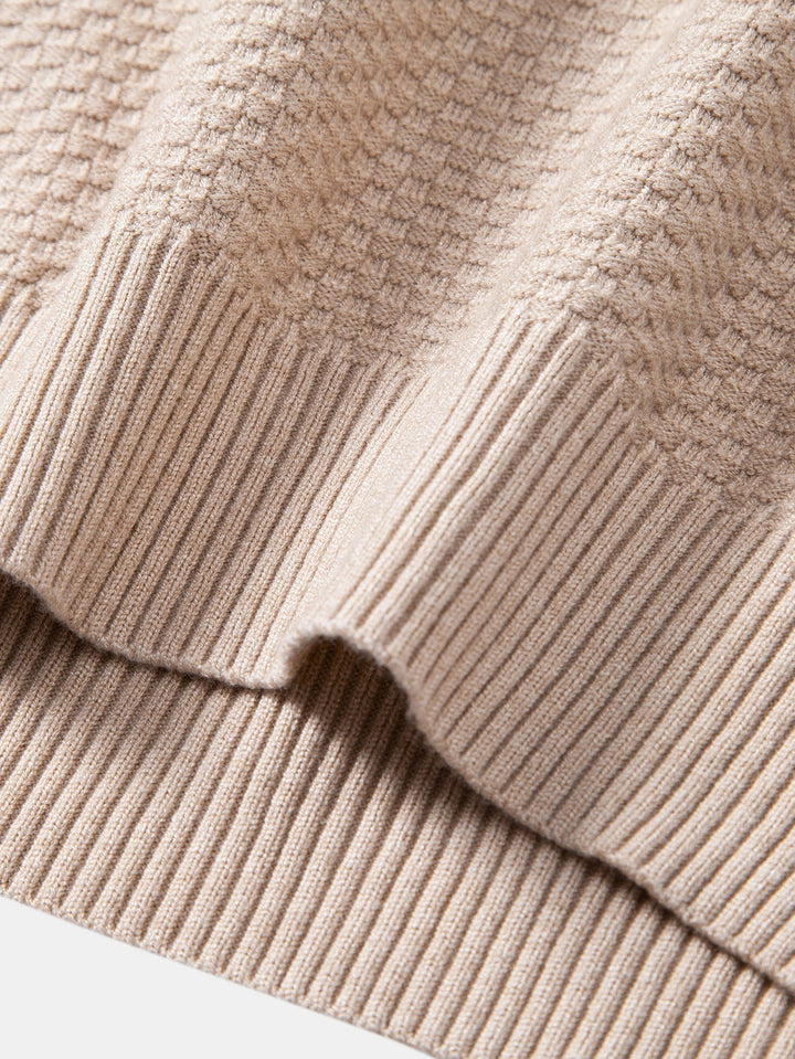 Bartolomé | Jersey de cuello vuelto con textura de tablero de ajedrez